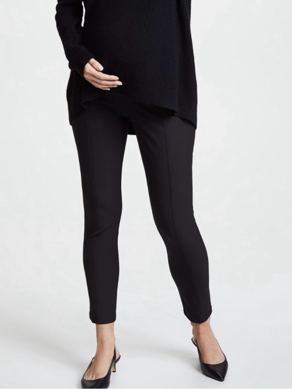 Hatch Stilleto Maternity Ponte Ankle Pants - Black